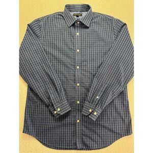 Banana Republic Non Iron Classic Fit Shirt Mens L Blue Plaid Long Sleeve